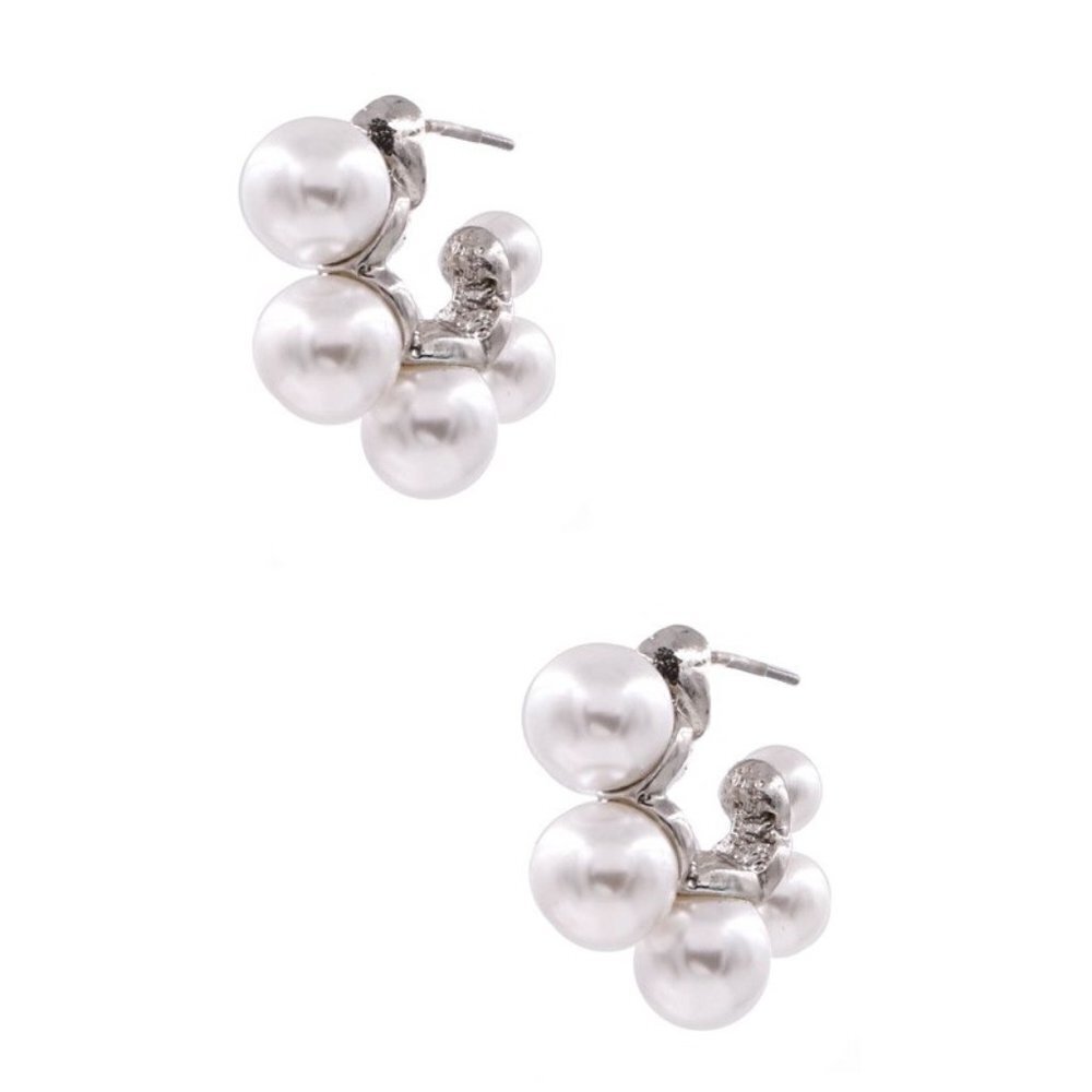 RORY SILVER PEARL HOOP EARRINGS